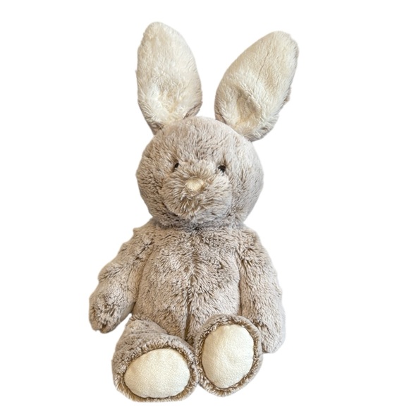 Pottery Barn Kids Other - Pottery Barn Kids Fluffy Bunny Plush Embroidered Taupe and Cream 18”